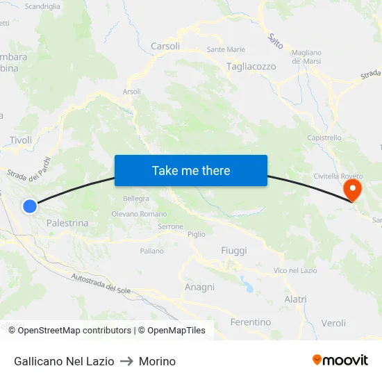 Gallicano Nel Lazio to Morino map