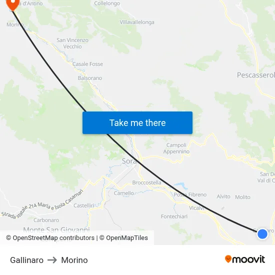 Gallinaro to Morino map