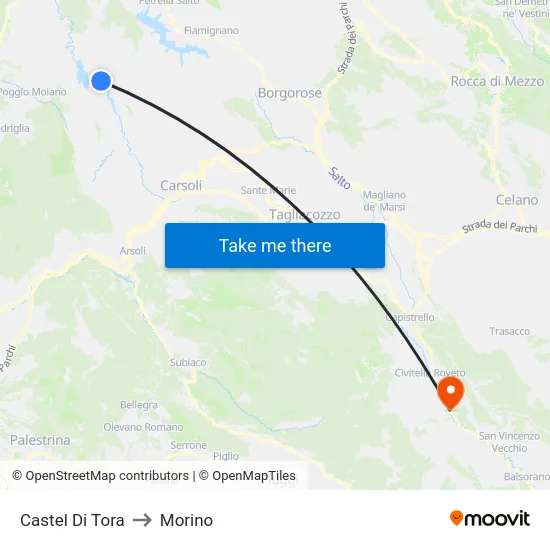 Castel Di Tora to Morino map