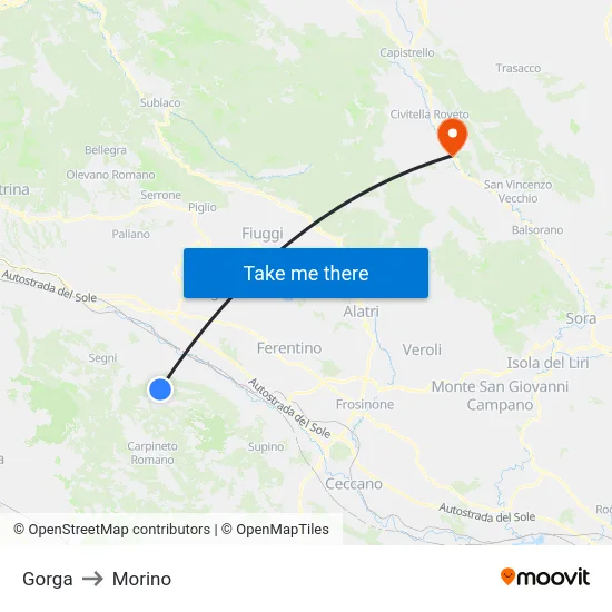 Gorga to Morino map