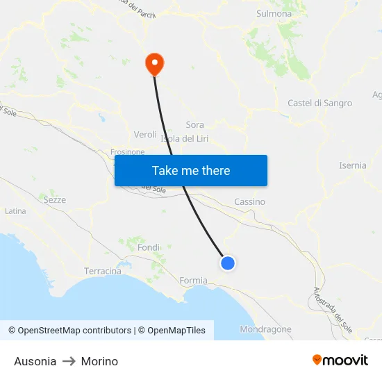 Ausonia to Morino map