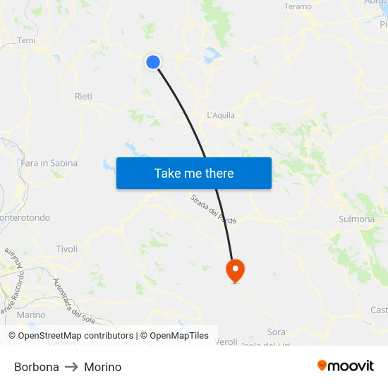 Borbona to Morino map
