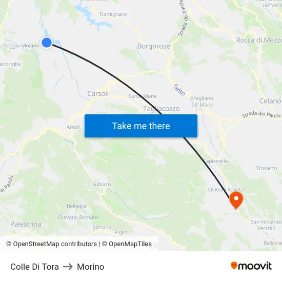 Colle Di Tora to Morino map