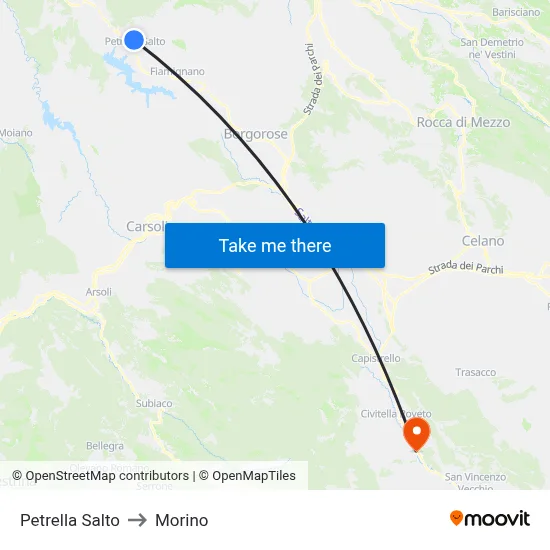 Petrella Salto to Morino map