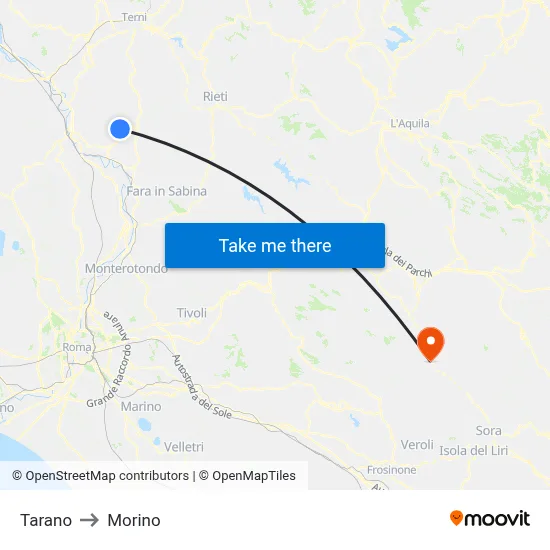 Tarano to Morino map