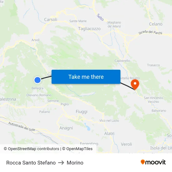 Rocca Santo Stefano to Morino map