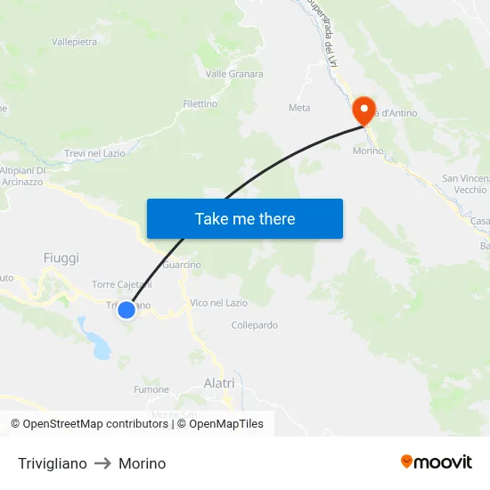 Trivigliano to Morino map