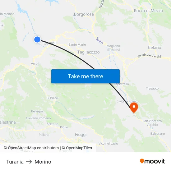 Turania to Morino map