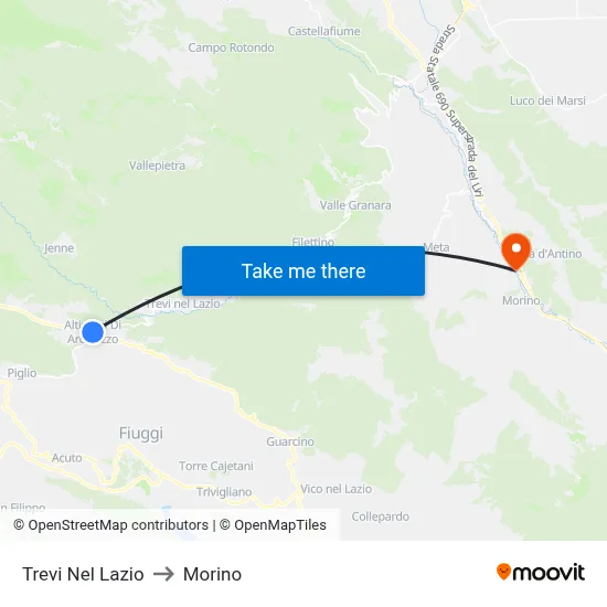 Trevi Nel Lazio to Morino map