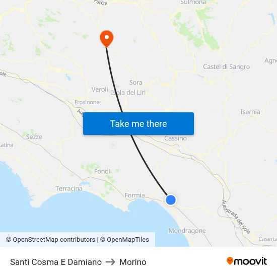 Saints Cosma and Damiano to Morino map