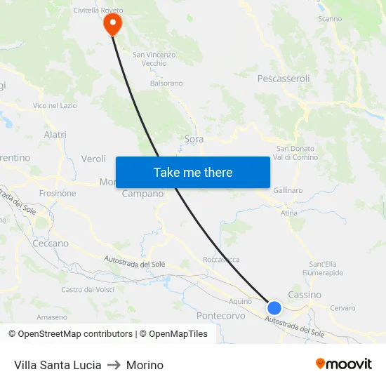 Villa Santa Lucia to Morino map
