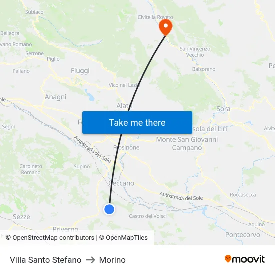 Villa Santo Stefano to Morino map