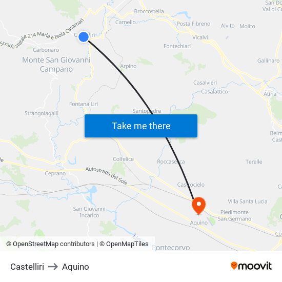 Castelliri to Aquino map