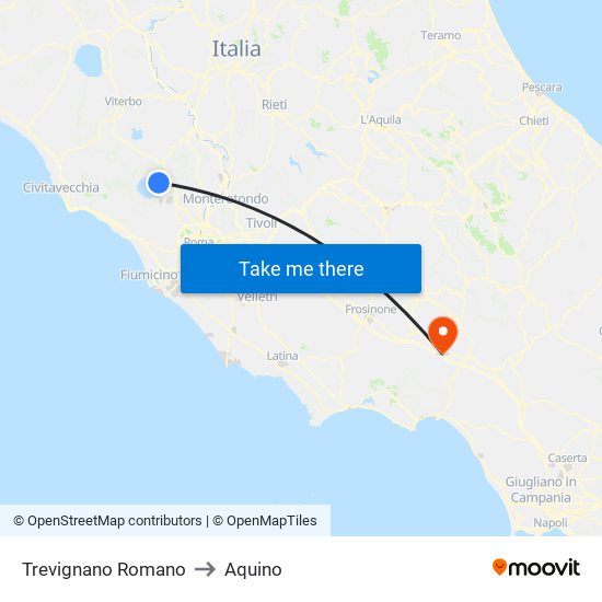 Trevignano Romano to Aquino map