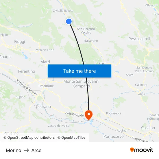 Morino to Arce map