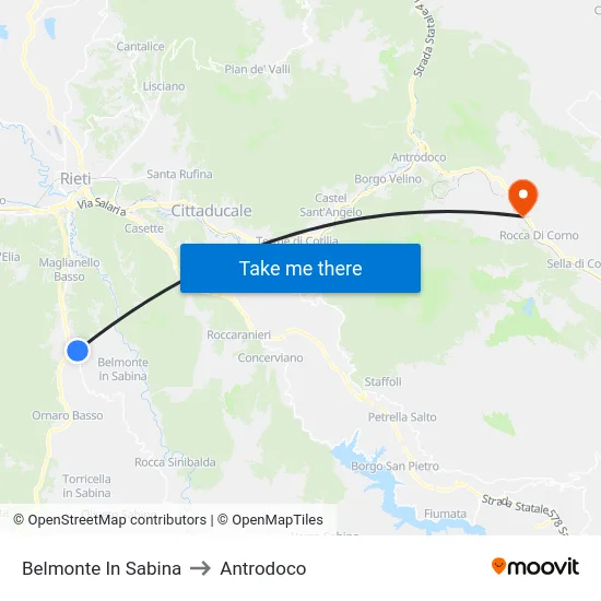 Belmonte In Sabina to Antrodoco map