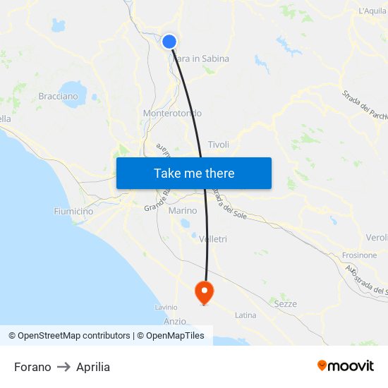Forano to Aprilia map