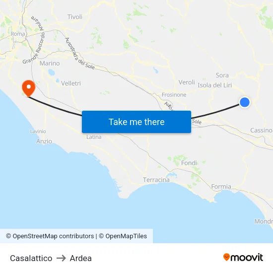 Casalattico to Ardea map