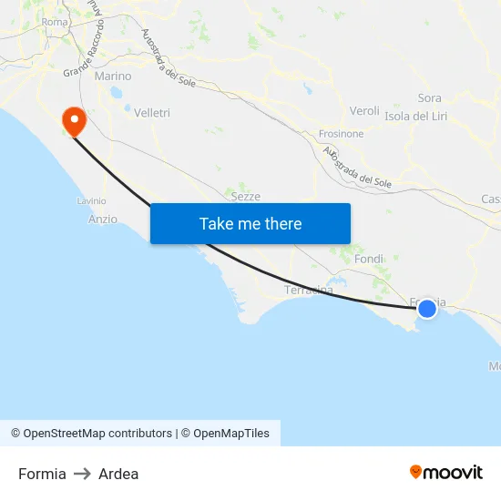 Formia to Ardea map