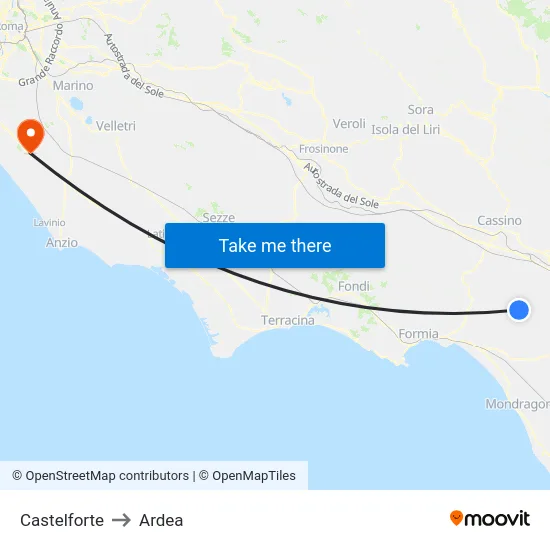Castelforte to Ardea map
