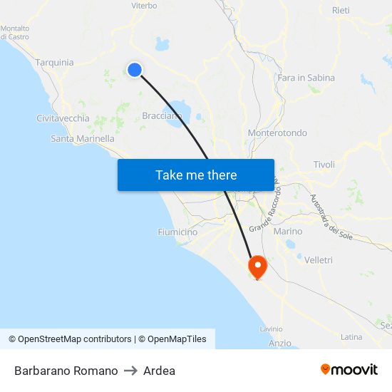 Barbarano Romano to Ardea map