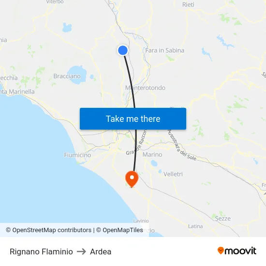 Rignano Flaminio to Ardea map