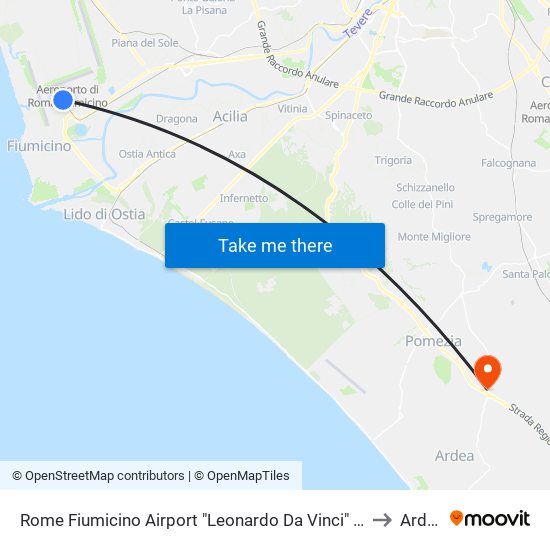 Rome Fiumicino Airport "Leonardo Da Vinci" (Fco) to Ardea map