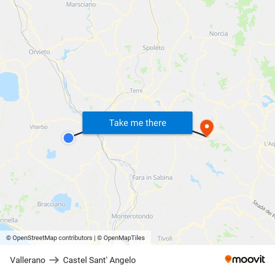 Vallerano to Castel Sant' Angelo map
