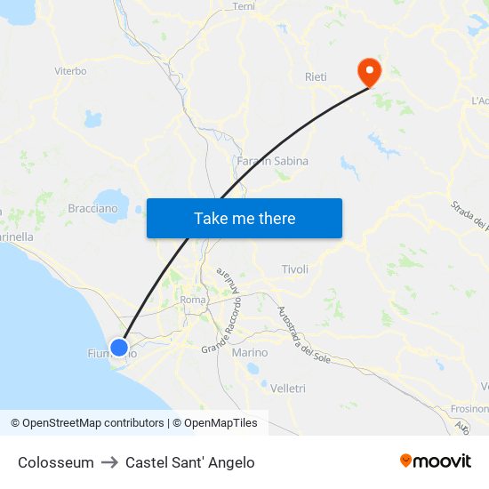 Colosseum to Castel Sant' Angelo map