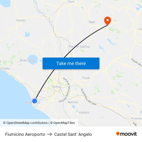 Fiumicino Aeroporto to Castel Sant' Angelo map