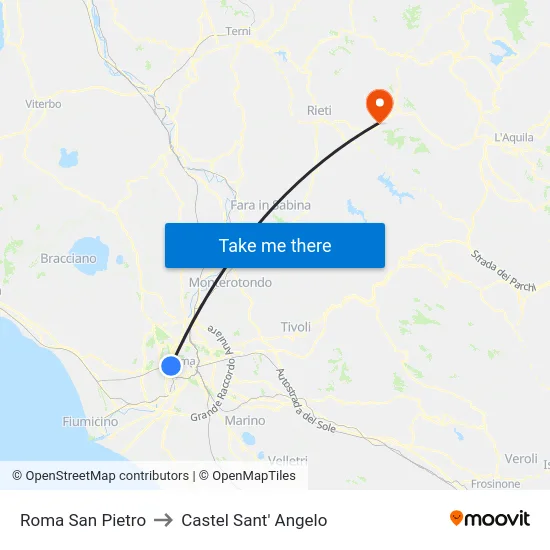 Roma San Pietro to Castel Sant' Angelo map