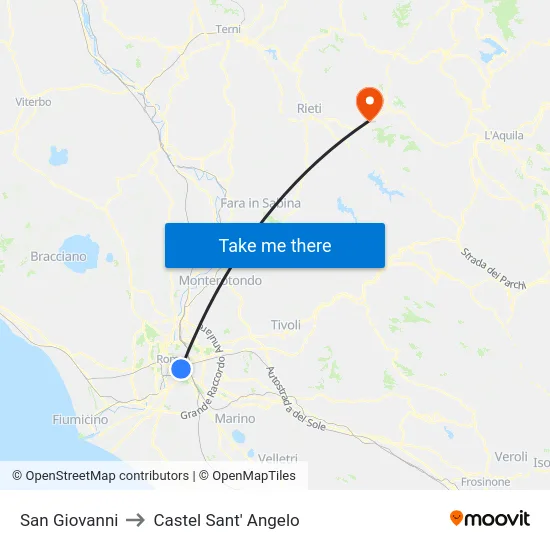 San Giovanni to Castel Sant' Angelo map