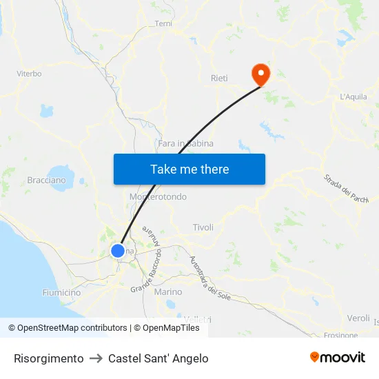 Risorgimento to Castel Sant' Angelo map