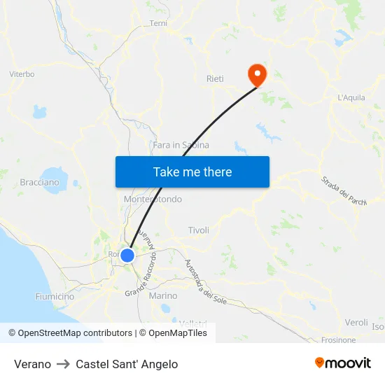 Verano to Castel Sant' Angelo map