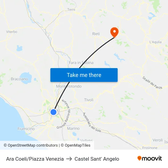 Ara Coeli/Piazza Venezia to Castel Sant' Angelo map