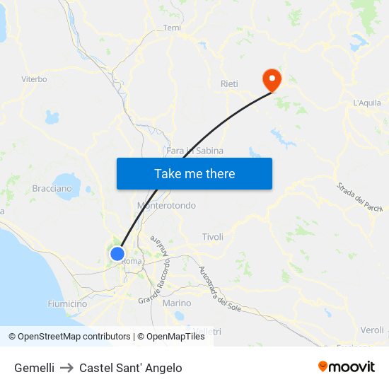 Gemelli to Castel Sant' Angelo map