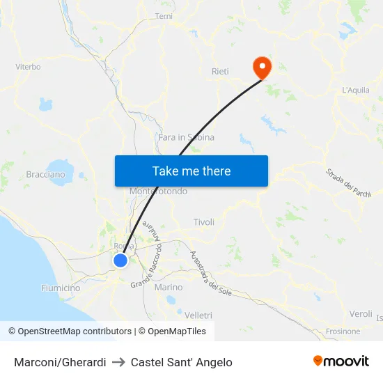 Marconi/Gherardi to Castel Sant' Angelo map