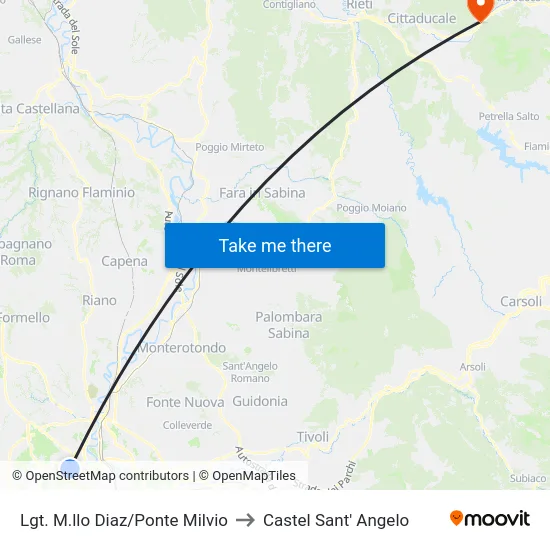 Lgt. M.llo Diaz/Ponte Milvio to Castel Sant' Angelo map