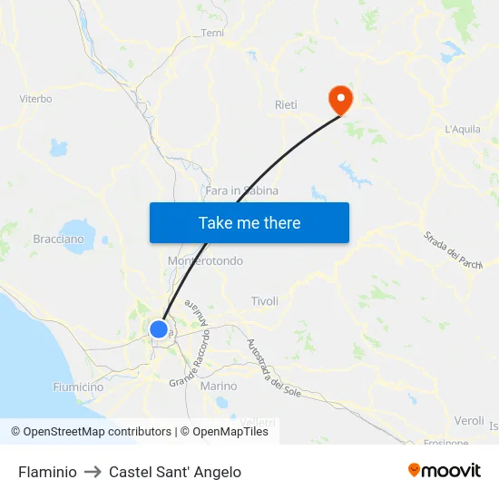 Flaminio to Castel Sant' Angelo map