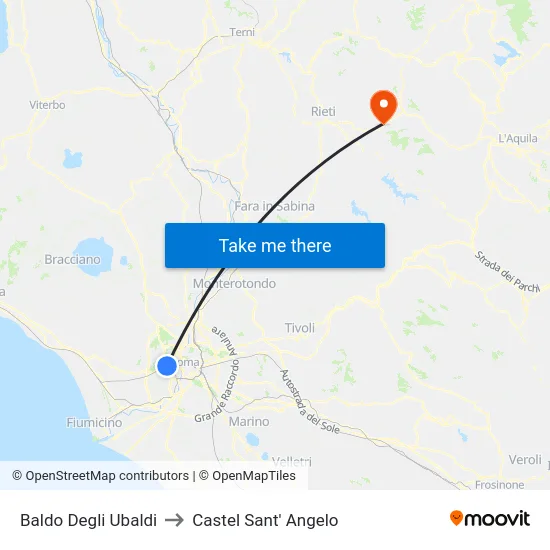 Baldo Degli Ubaldi to Castel Sant' Angelo map