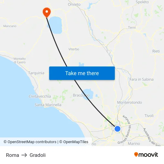 Roma to Gradoli map