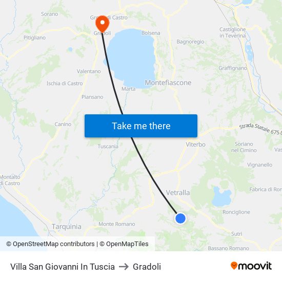 Villa San Giovanni In Tuscia to Gradoli map