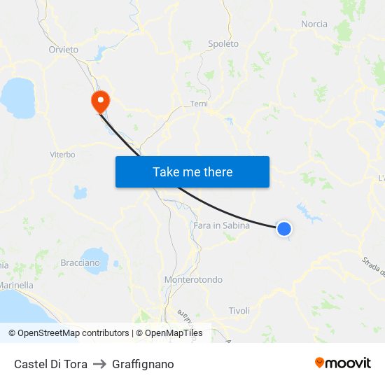 Castel Di Tora to Graffignano map