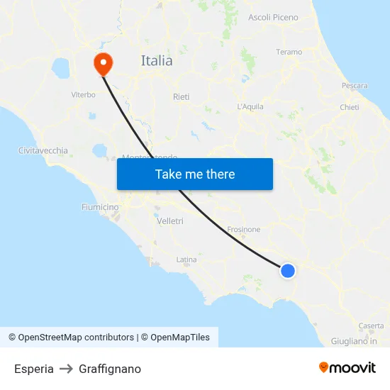 Esperia to Graffignano map