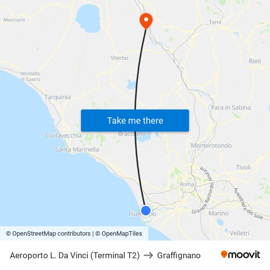 Aeroporto L. Da Vinci (Terminal T2) to Graffignano map