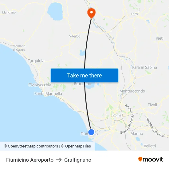 Fiumicino Aeroporto to Graffignano map