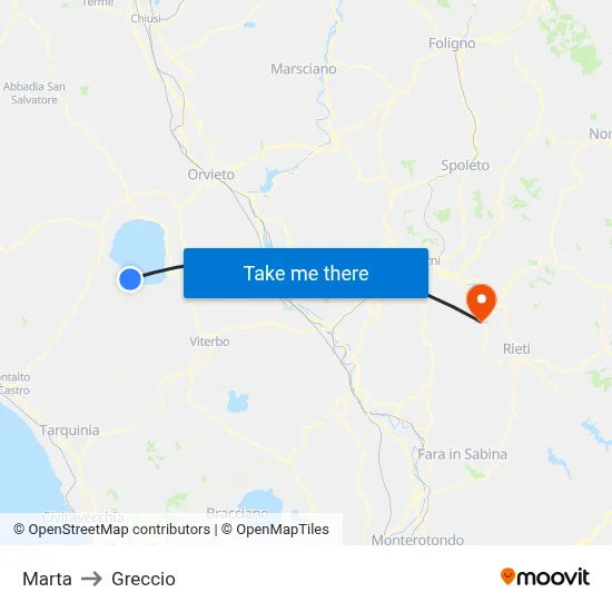 Marta to Greccio map