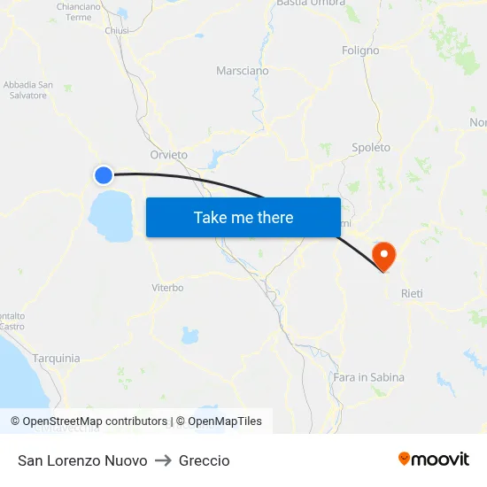 San Lorenzo Nuovo to Greccio map