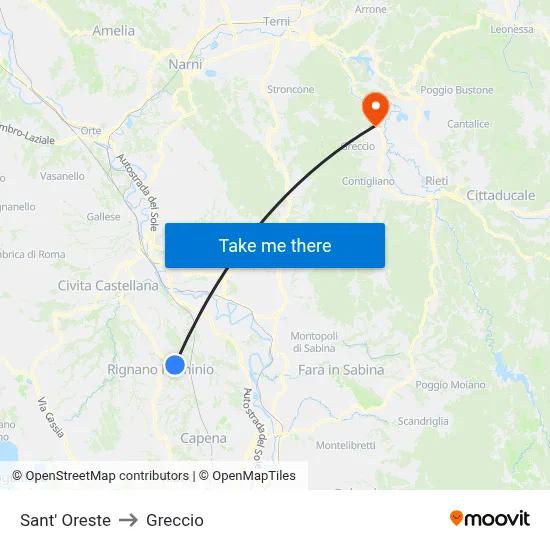 Sant' Oreste to Greccio map