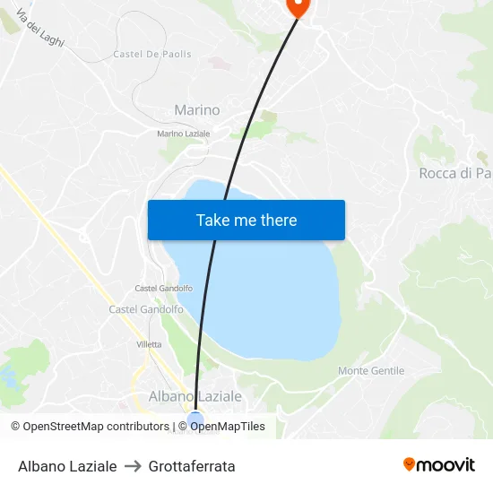 Albano Laziale to Grottaferrata map